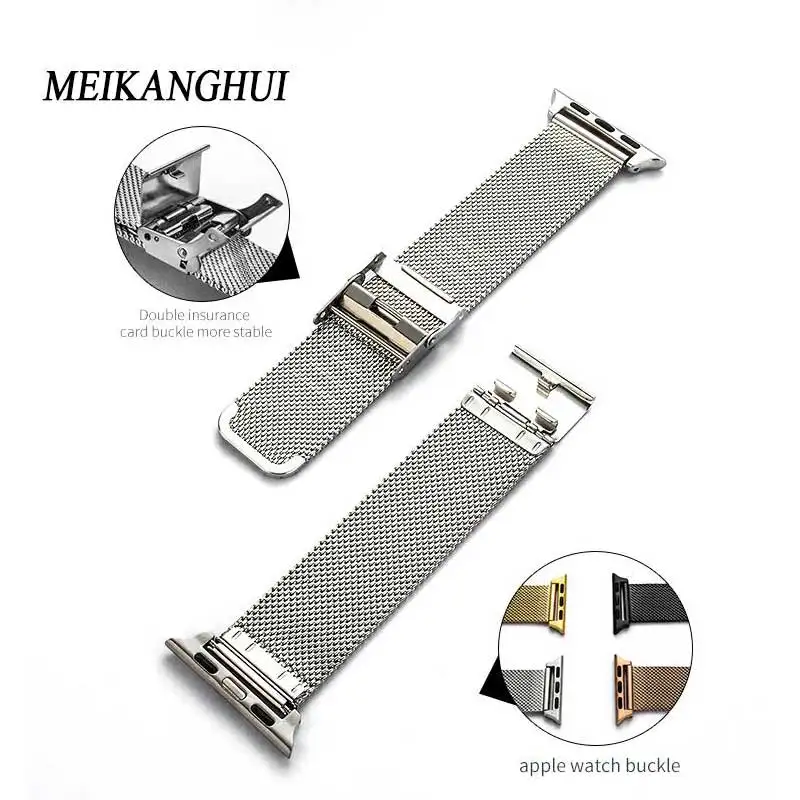 MEIKANGHUI Newest Stainless Steel Milanese Loop For Apple Watch band 42mm 38mm strap for iwatch 1 2 3 Link Bracelet