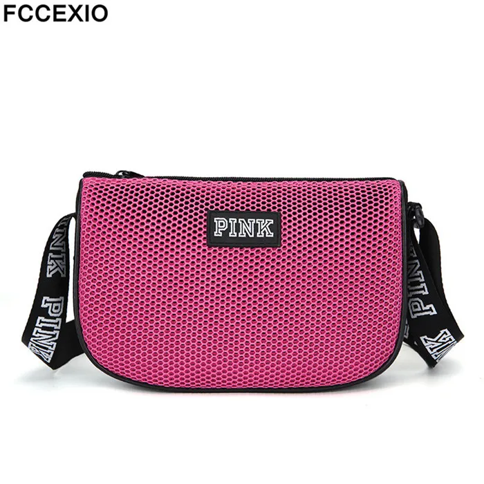 FCCEXIO, 4 цвета, женские дорожные сумки на талию, розовые сумки, высокое качество, сумки на одно плечо, водонепроницаемая сумка, сетка, поясная сумка - Цвет: Розовый