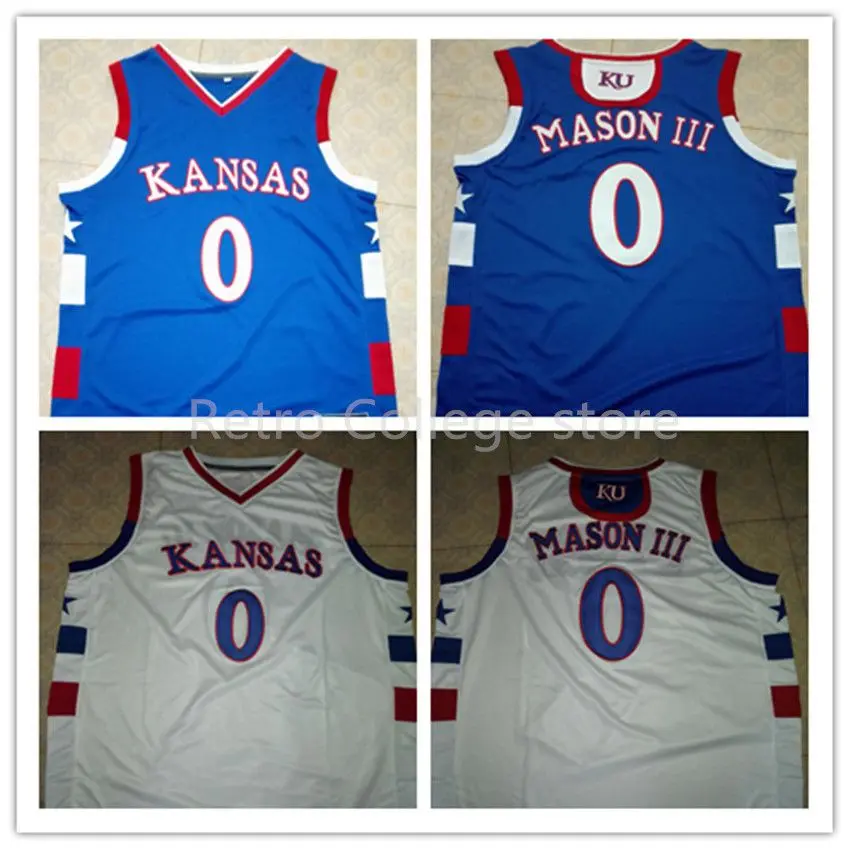 

Frank MASON III #0 KU 's Kansas Jayhawks Mens Basketball Jersey Embroidery Stitched Custom Any name and number