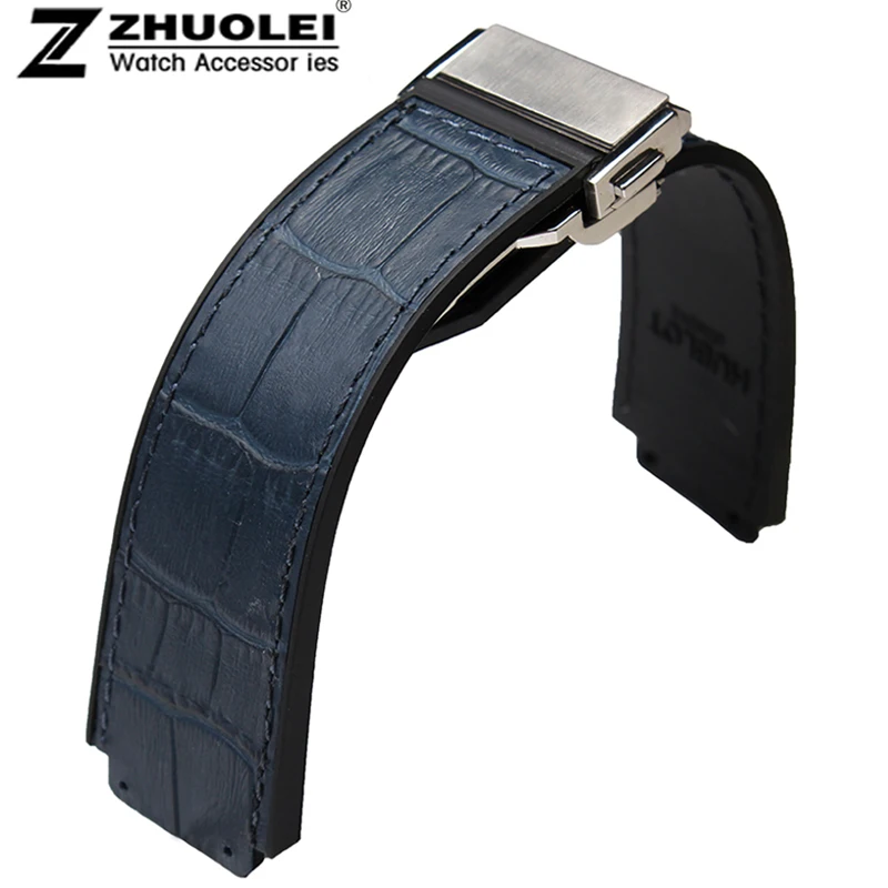 

Watch band New Silver Steel Deployment Watch Buckle Bule Waterproof Diving Silicone Rubber Watchband Bands Straps Free Shipping