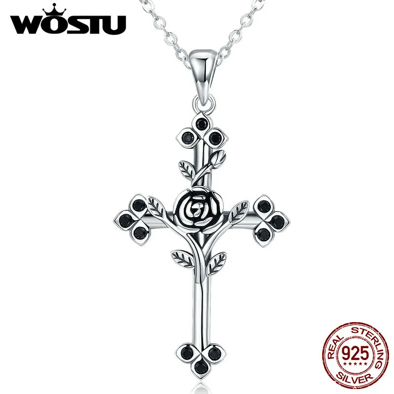 Ожерелье женское из серебра 100% пробы с подвеской в виде креста розы|cross pendant necklace|fashion necklacenecklace fashion |