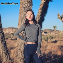 Быстросохнущие тянущиеся облегающие топы для йоги, женские футболки для спортзала, фитнеса, йоги, пробежки, женские спортивные топы, одежда