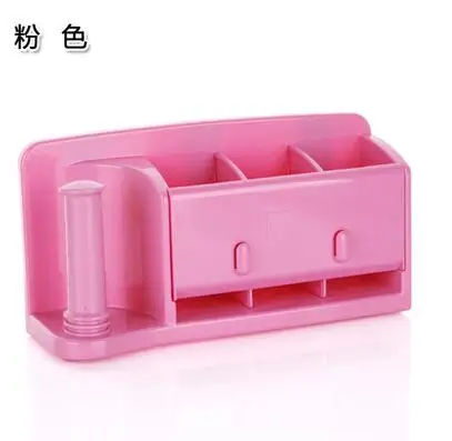 Самоклеящаяся кухонная коробка для хранения, органайзер, пластиковый держатель для сумки, подвесной держатель для туалетной комнаты, настенная полка-стеллаж - Цвет: pink