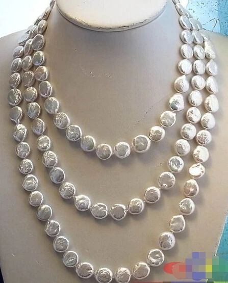 

HOT## Wholesale FREE SHIPPING >>> LONG 64" 14MM WHITE COIN FW CULTURED PEARL NECKLACE
