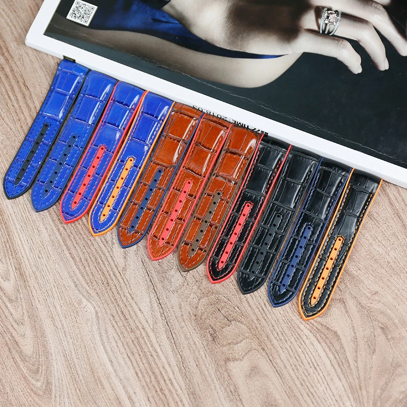 

20mm 22mm men's leather strap watch accessories for Omega marine universe 9900 hippocampus 8900 ladies waterproof sports strap