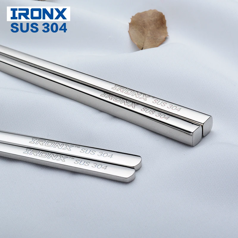 Плоские палочки для еды IRONX корейские из нержавеющей стали многоразовые