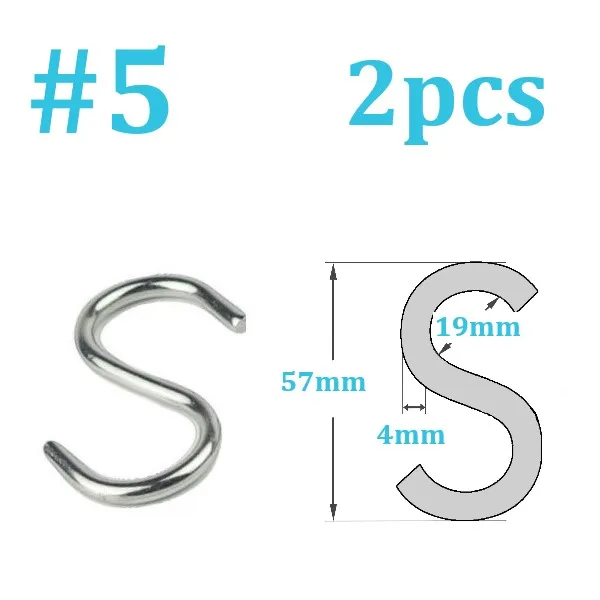 8 размеров нержавеющая сталь S крючки s-образный крюк кухонные держатели для подвесного хранения ванная комната многофункциональные S подвесные крючки - Цвет: No.5           2pcs