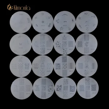

16pcs/lot Transparent Plastic Round Nail Plates Flower Cute Pattern Stamping Template Manicure Nail Art Image Template Tools