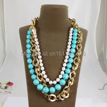 

Fashion Chain Necklace Beads Women Party Necklace Fancy Necklace Free Shipping TQ005