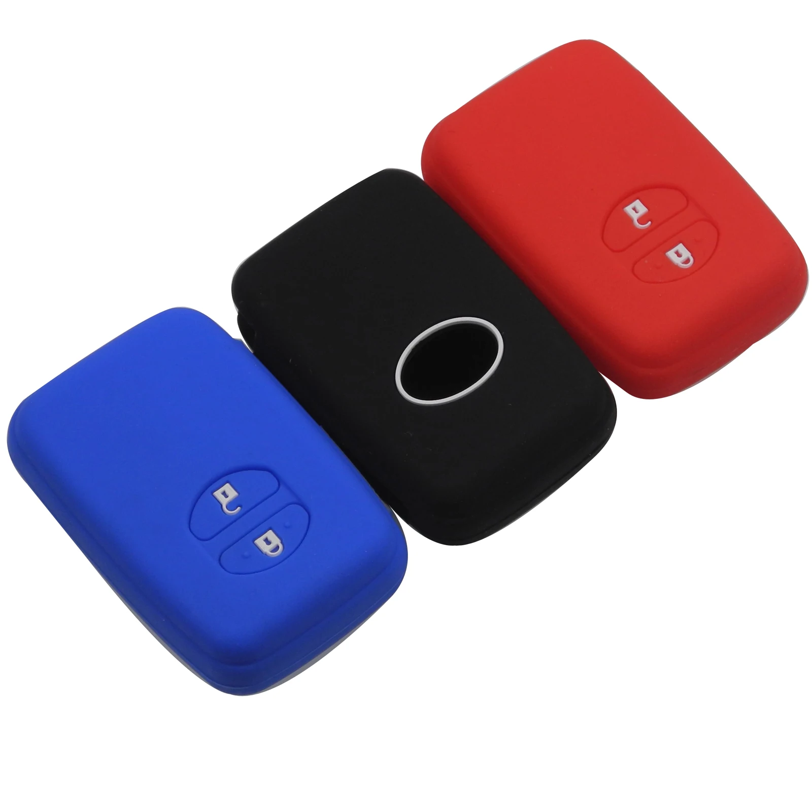 

Jingyuqin 2 Buttons Remote Silicone Key Fob Case Cover Holder for Toyota RAV4 Land Cruiser Camry Highlander Prado Prius Styling