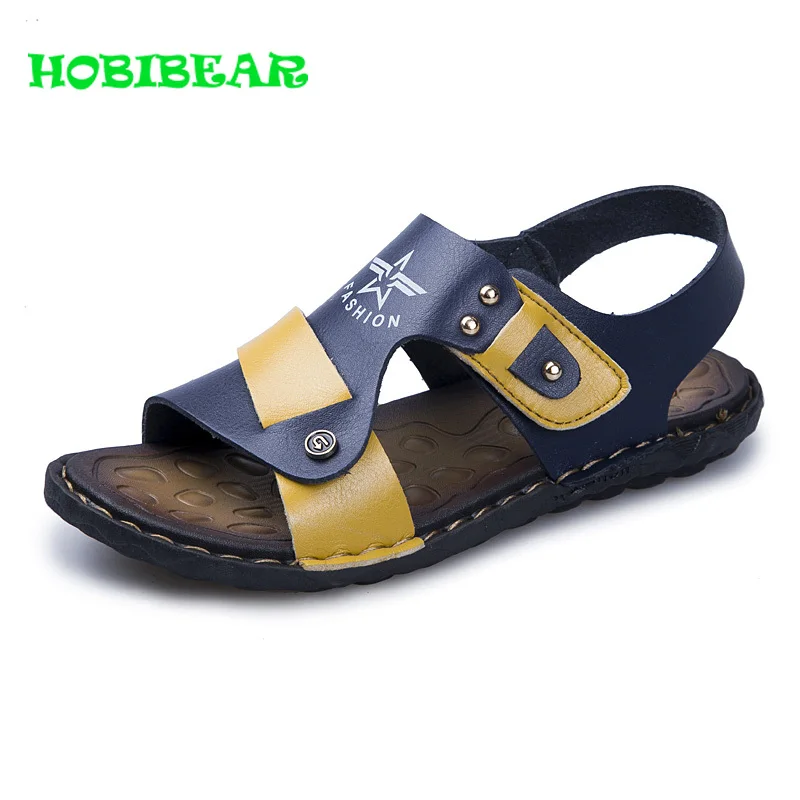 

HOBIBEAR Children Outdoor Sandals Blue Yellow Beach Shoes Kids Comfortable Kids Boys Walking Sandals Non-Slip Sneakers for Boys