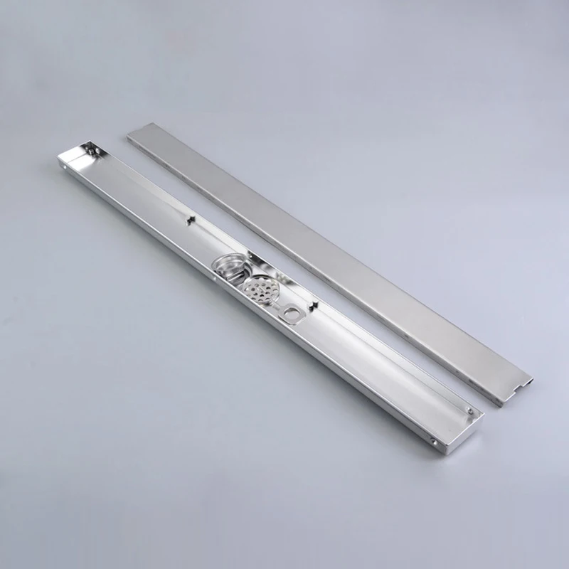 800mm Square 304 Stainless Steel Long Linear Floor Drains Grate Bathroom Shower Drain Ground Waste Water Rapid Drainage Brushed