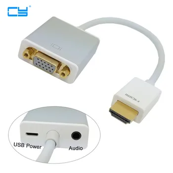 

HDMI to VGA Adapter Converter Cable Male to Female Audio & Micro USB port power for XBOX PS3 4 Active HDMI VGA converter