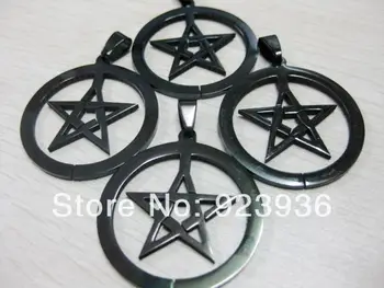 

FREE SHIPPING Lots 12 PCS Unisex Sexy Black Druid Pentagram Amulet 316L Stainless steel pendant