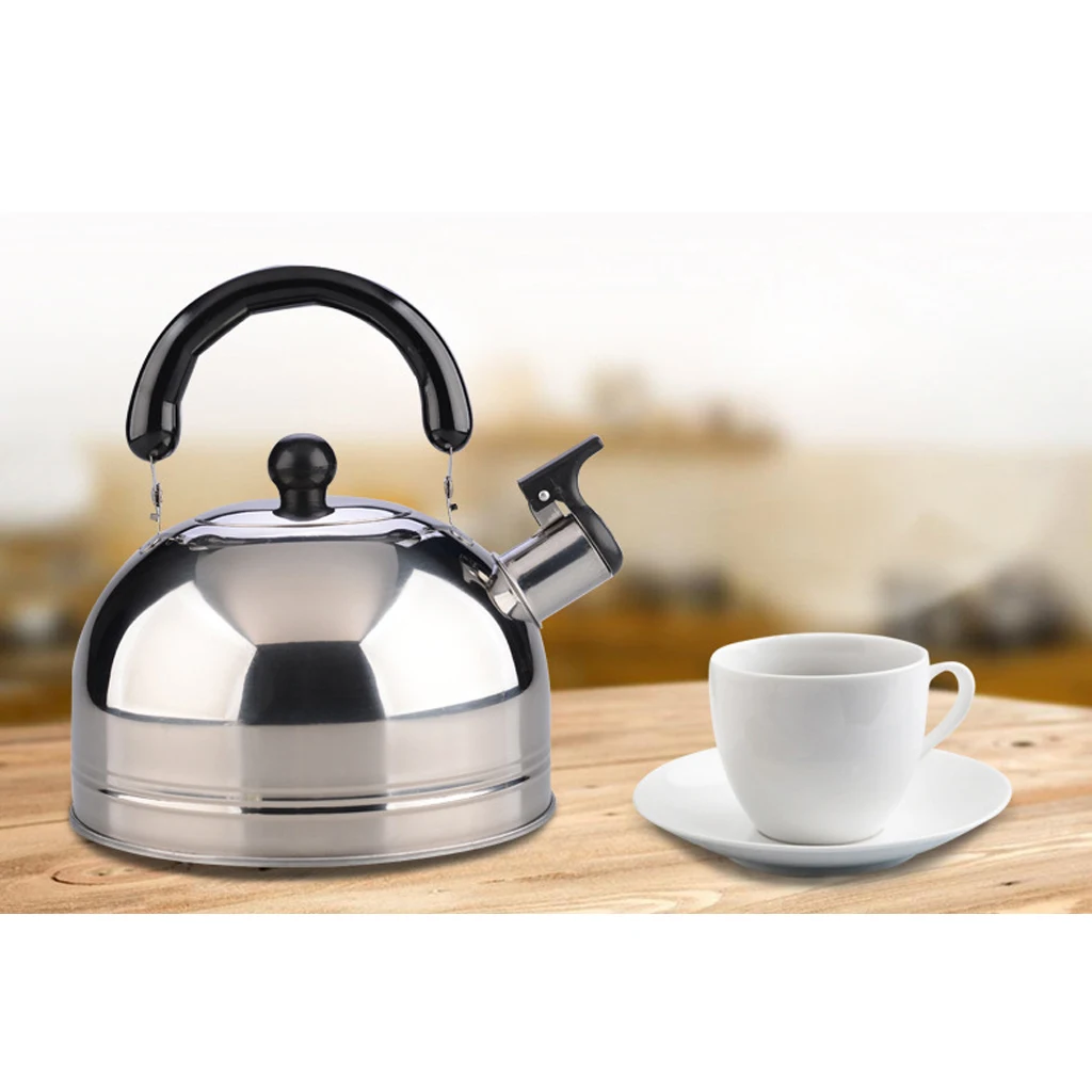 Outdoor Camping Stainless Steel Whistling Kettle Kitchen Tea Pot Silver 3L