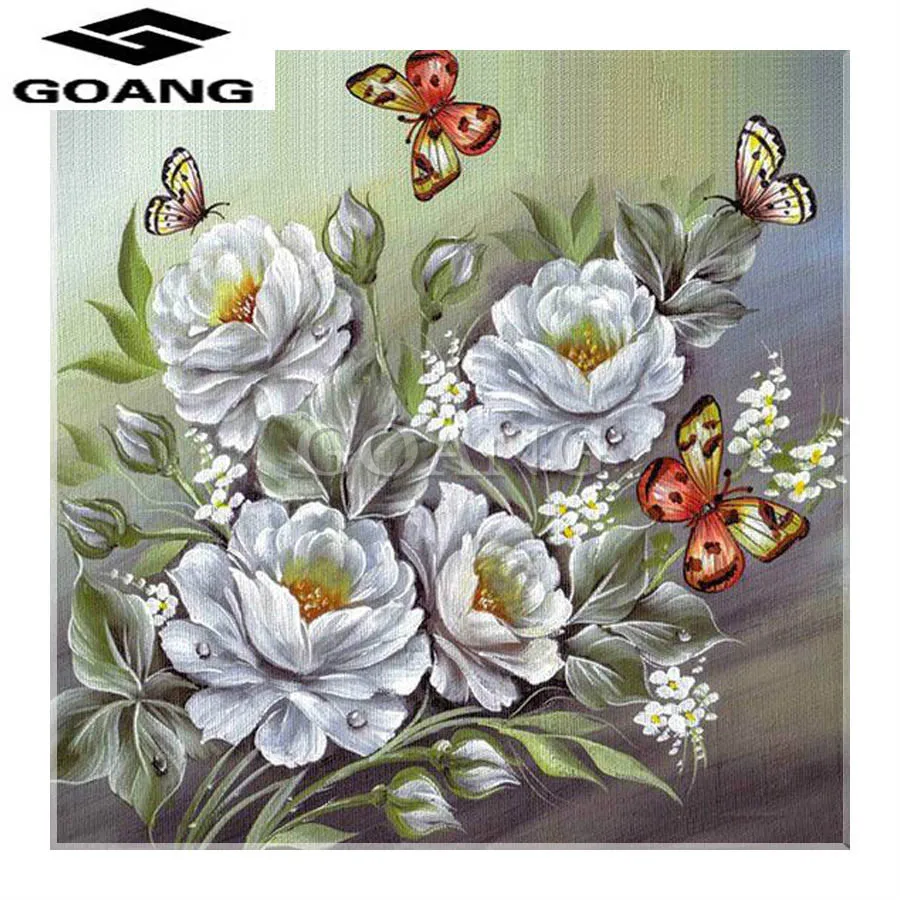 

GOANG Diamond Embroidery 5D DIY Diamond Painting Peony butterfly Flower Diamond Painting Cross Stitch Rhinestone Decoration
