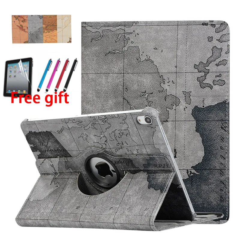Горизонтальный флип-кожаный чехол с рисунком карты для iPad Pro 11 дюймов, с вращающимся на 360 градусов держателем, аксессуары+ подарок