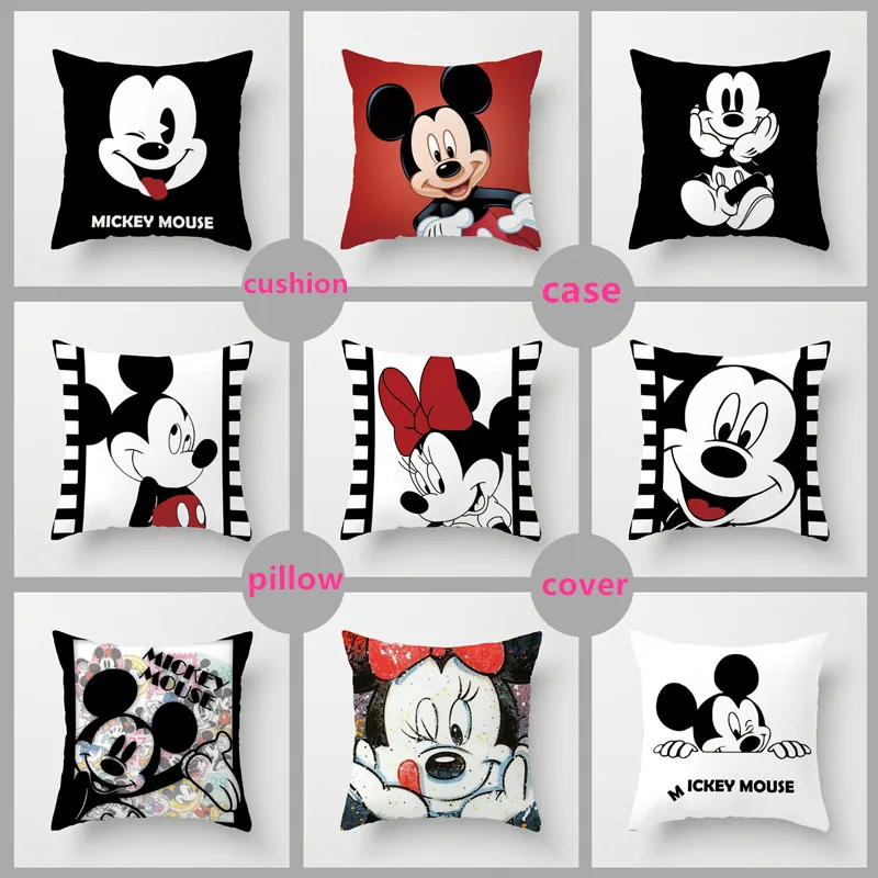 

Unstuffed 40*40cm Mickey Mouse Pillow Minnie Mouse Pillow Case Mickey and Minnie Plush Pillow Cartoon Cushion Case Sofa Cover