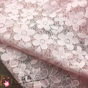 

2016 garment fabric pink hollow small plum water soluble lace blouse clothing fabric printing