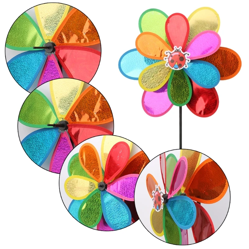 

Double Layer Windmill Wind Spinner Sequins Whirligig Home Yard Party Decor