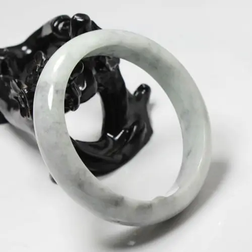 

3070 Beautiful Certified Grade "A" Natural Gray Jadeite Jade Gems Bangle Bracelet