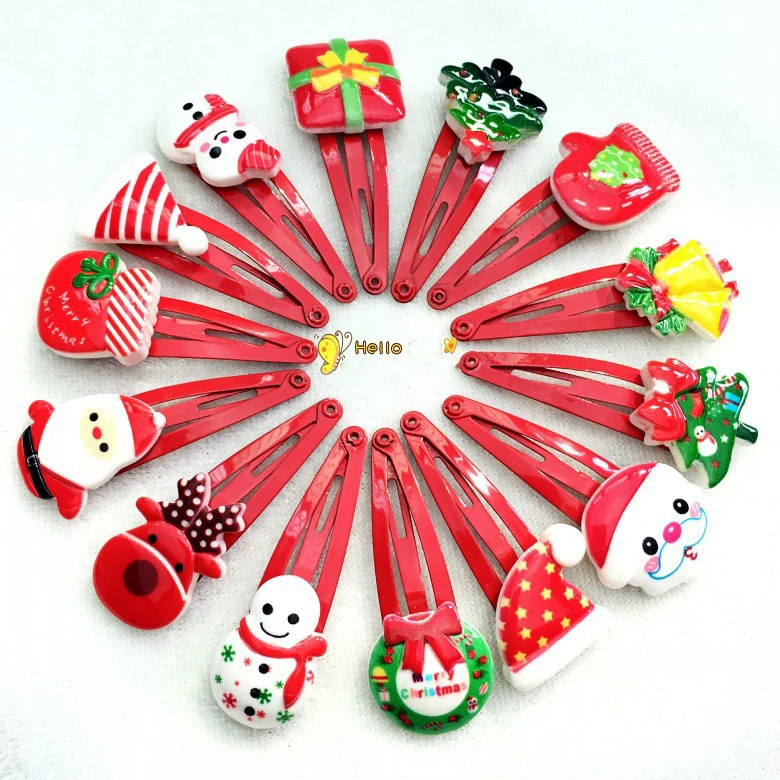 10pcs/set Children's Christmas hairpin resin cartoon bb hairclip Baby ...