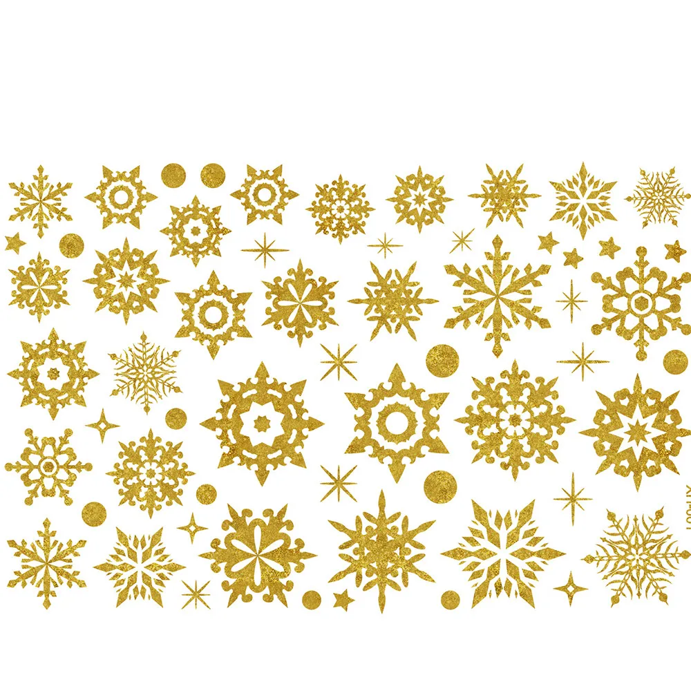 

Happy New Year Merry Christmas Golden Snowflake Wall Sticker Home Shop Windows Decals Decor Christmas Decoration For Windows