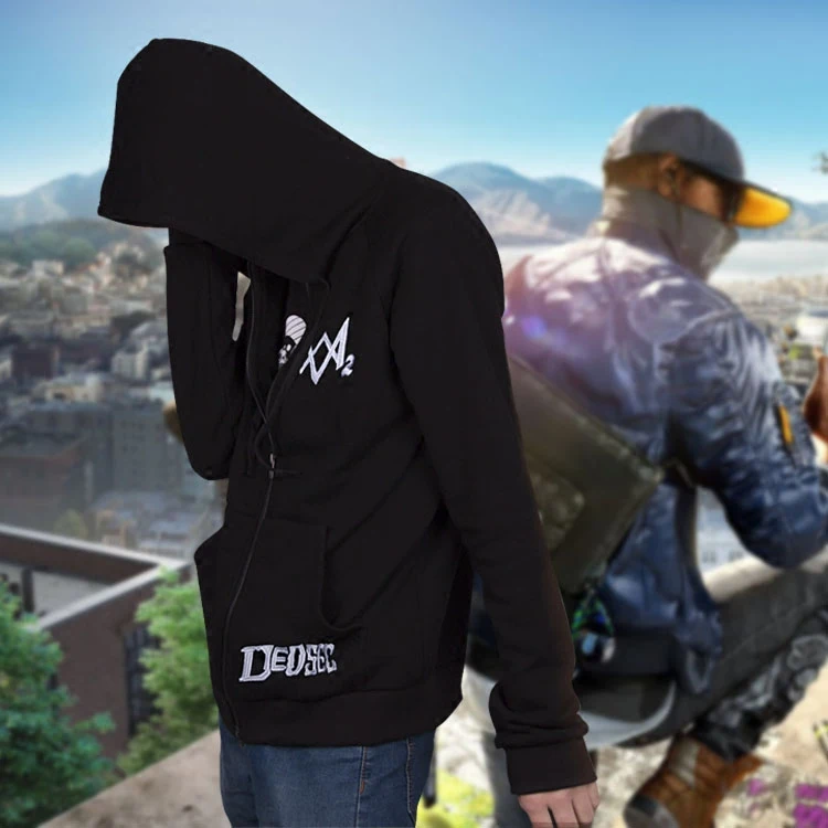 Costumebuy Watch Dogs 2 Косплей Dedsec Shawn Baichoo толстовки мужские толстовки с капюшоном пальто Топы с длинным рукавом черная куртка свитер костюм