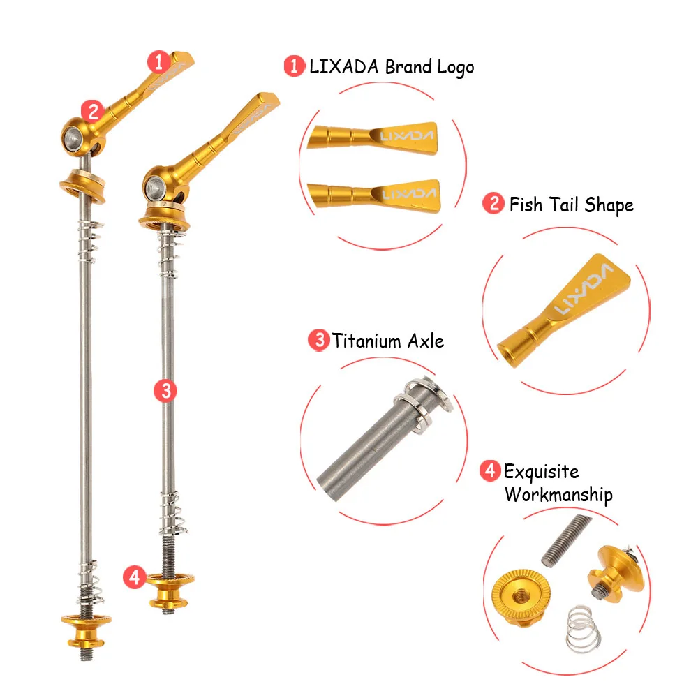 Lixada 2 шт./лот сверхлегкие велосипедные шампуры быстроразъемные титановые оси QR Шашлык Горная дорога велосипед MTB ступицы для колес