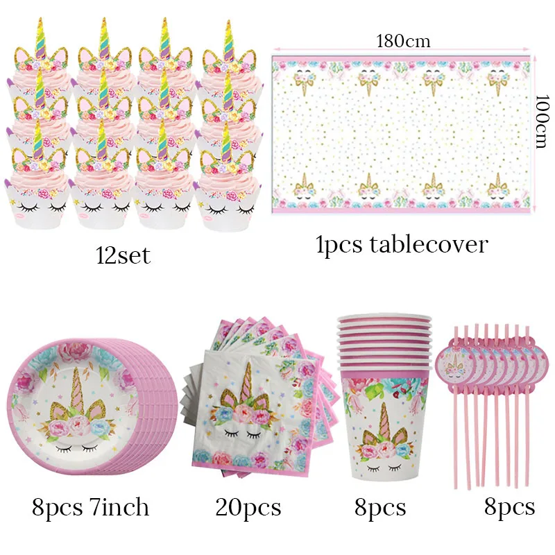 Unicorn Party Supplies Kit Unicornio Paper Plates/Cups/Napkins/Table Cover /Headband Birthday Decorations Kids Party Supplies Unicorn Party Supplies Kit Unicornio Paper Plates/Cups/Napkins/Table Cover /Headband Birthday Decorations Kids Party Supplies