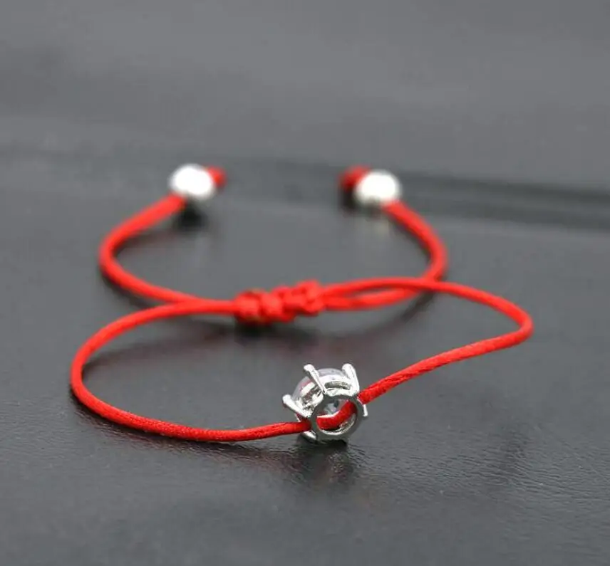 2pcs/set Women Silver Color Rhinestones Crystals Zircon Lucky Braided Bracelet Thin Red Rope Thread String Bracelets bracelet jewelry