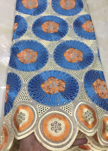 Оранжевые синие нигерийские кружевные ткани африканская швейцарская вуаль кружева высокого качества швейцарская вуаль кружева в швейцарском стиле для свадьбы EM017