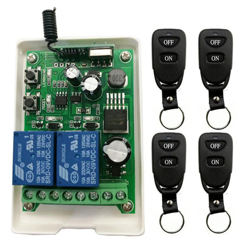 

Wireless Remote Control Light Switch 10A Relay Output Radio DC12V 24V 36V 48V 2CH 2 CH Receiver Module + Belt buckle Transmitter