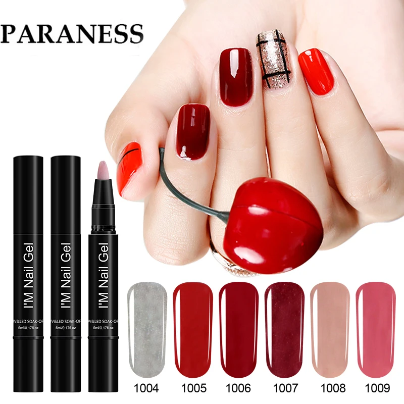 

Paraness Hybrid Gel Nail Polish Pen Gel Color Varnishes Semi Permanent UV Nail Art Stickers UV LED Lucky Gel Lacquer Decorations