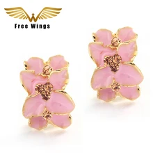 Розовые серьги, серьги-гвоздики для женщин, модные украшения со стразами и кристаллами, цветочные серьги в богемном стиле из Индии, ювелирные изделия