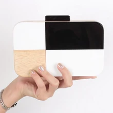 Новинка женские сумки-мессенджеры Лоскутные цветные акриловые сумки из дерева женские вечерние клатчи модные повседневные Милая цепочка вечерняя сумка