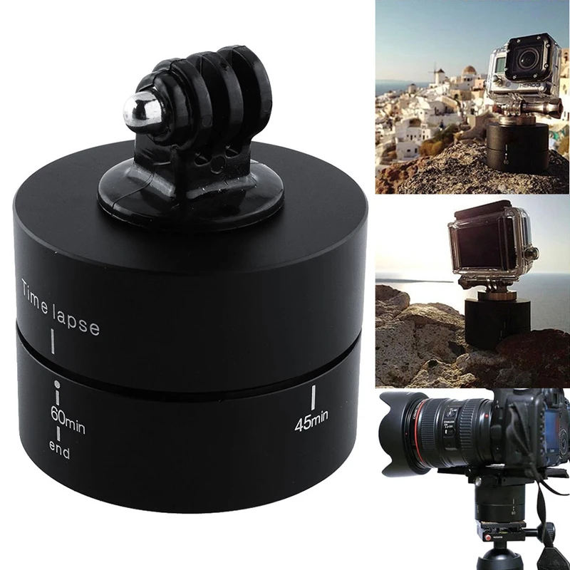 

60min 360 degree 1/4 Panning camera Timer Clock time Lapse Stabilizer Tripod Head Adapter For GoPro and DSLR Digital Camera