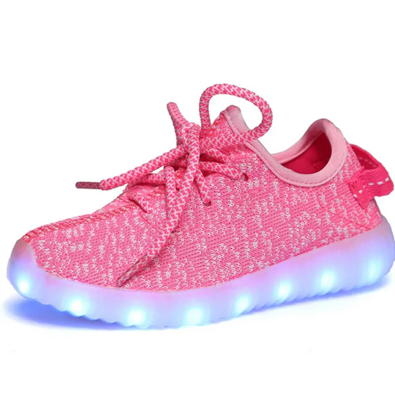 BanXie Бум летнего сезона блестящие светящиеся цветные модели обувь с подсветкой Usb светящаяся повседневная спортивная обувь для детей - Цвет: Pink