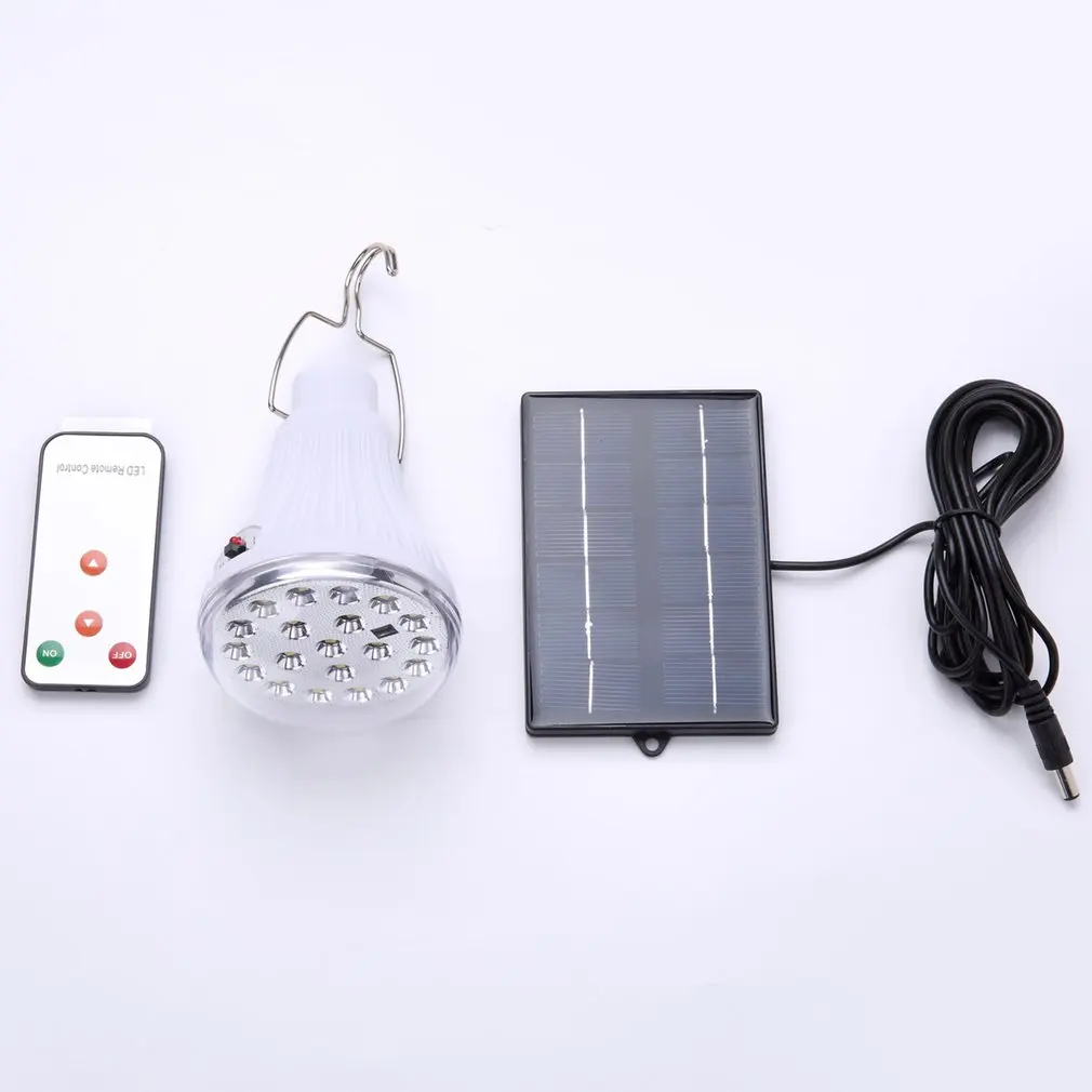 Solar light indoor lighting remote control multi-function rechargeable 20LED bulb Lighting with Hanging Hook for Camping | Освещение