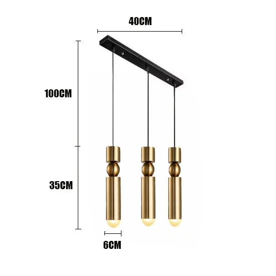 1 шт. диаметр 6 см E27 золотой трубчатый алюминиевый подвесной светильник для гостиничного зала магазина коммерческий светодиодный подвесной светильник(DZ-50 - Цвет корпуса: Model C With LED