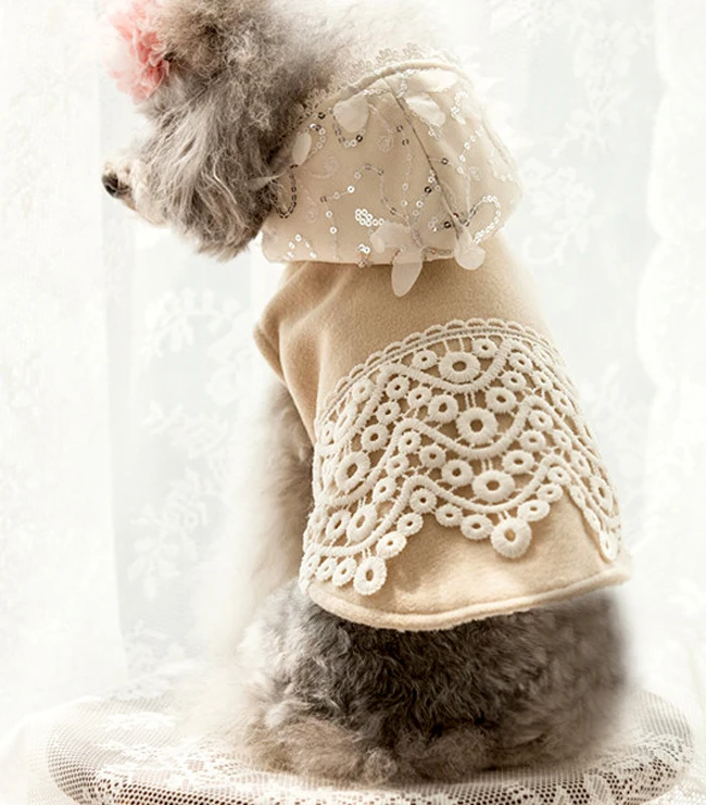 

Free shipping ropa perro mascotas roupa cachorro water soluble lace cashmere coat lining warm dog clothes pet coat hooded jacket