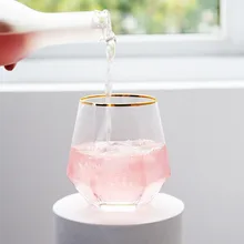 Прозрачный стеклянный домашний сок молоко напиток чашка уникальный ручной работы Золотой обод чашки простой бар Вино Виски Calix