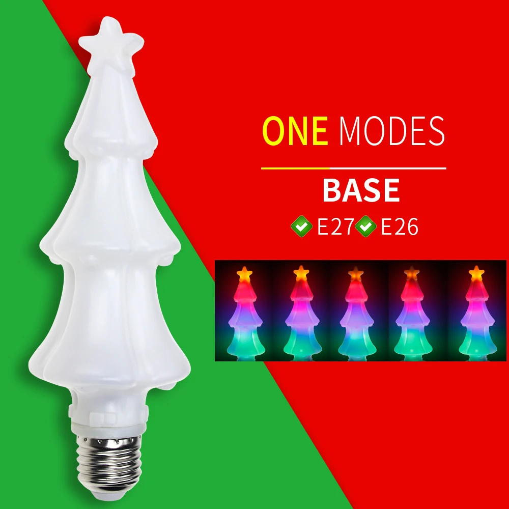 

E27 LED 3D Christmas Tree Lamp 3W E26 Led Colourful Flame Effect Light Bulb 85-265V Flickering Fairy Lights Decorations New Year