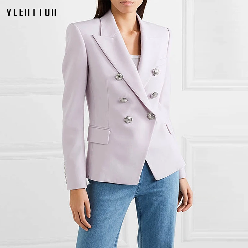 Newest 2019 Designer Women's Jacket Blazer Coat Classic Solid Double Breasted Long sleeve Slim Female Office Blazers Outwear