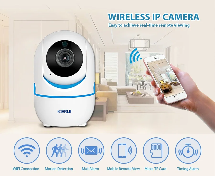 KERUI 720P маленькая портативная мини беспроводная WiFi ip-камера для дома, камера видеонаблюдения, камера ночного видения