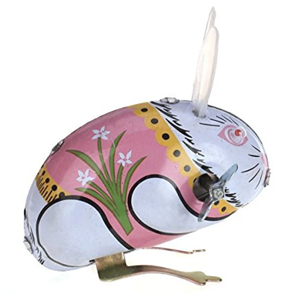 Toy Mechanical Old Metal Rabbit Chick Frog Bird Collection Gifts for Children 3