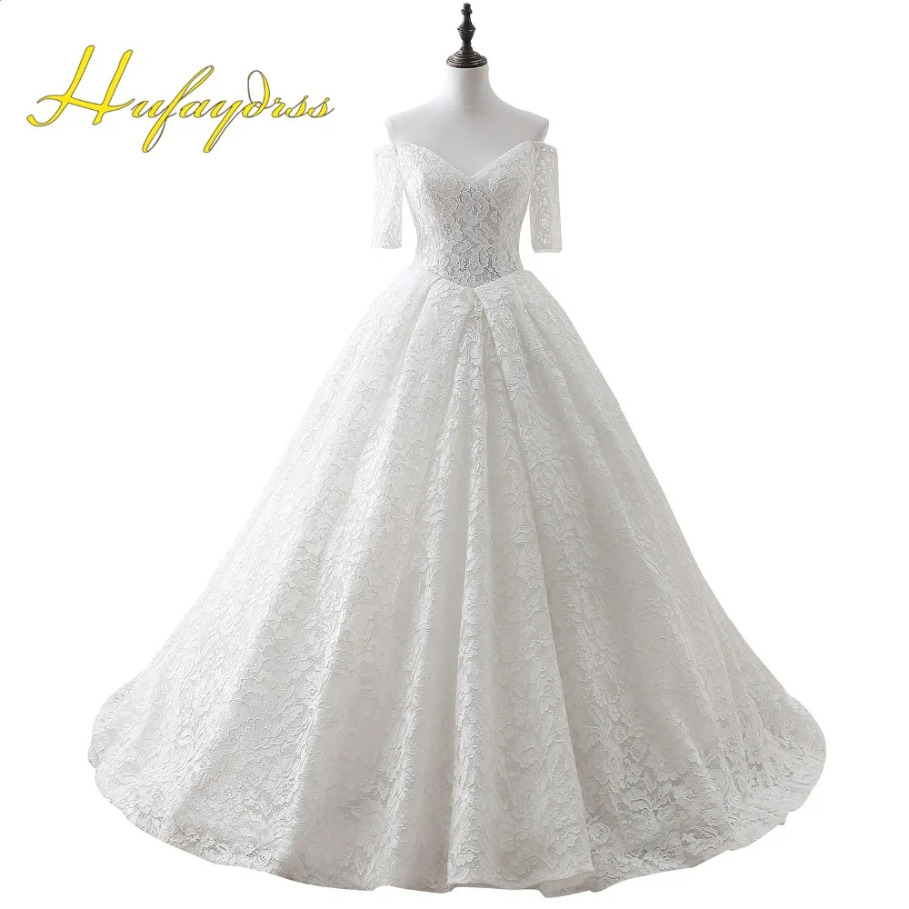 White Ball Gown Wedding Dresses 2017 Real Image Simple Sweetheart Half