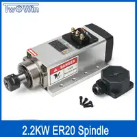 2.2kw Air-cooled แกนมอเตอร์ 220V 24000rpm ER20 Runout-off 0.01mm แบริ่งเซรามิค Air cooling แกนสำหรับเครื่องกัด CNC