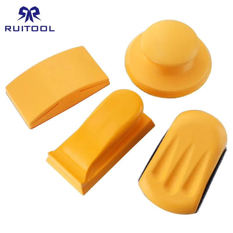 5 Inch Sanding Block Rubber Hook Loop Backing Pad Sandpaper Holder Hand Grinding Block Polishing To