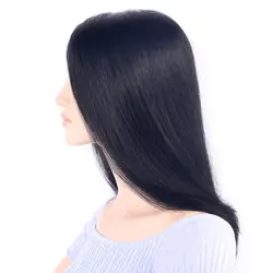 Ladystar Remy натуральные волосы прямые парики 150% плотность кружева часть ручной парики для Для женщин натуральный черный Цвет Средний Длина 16